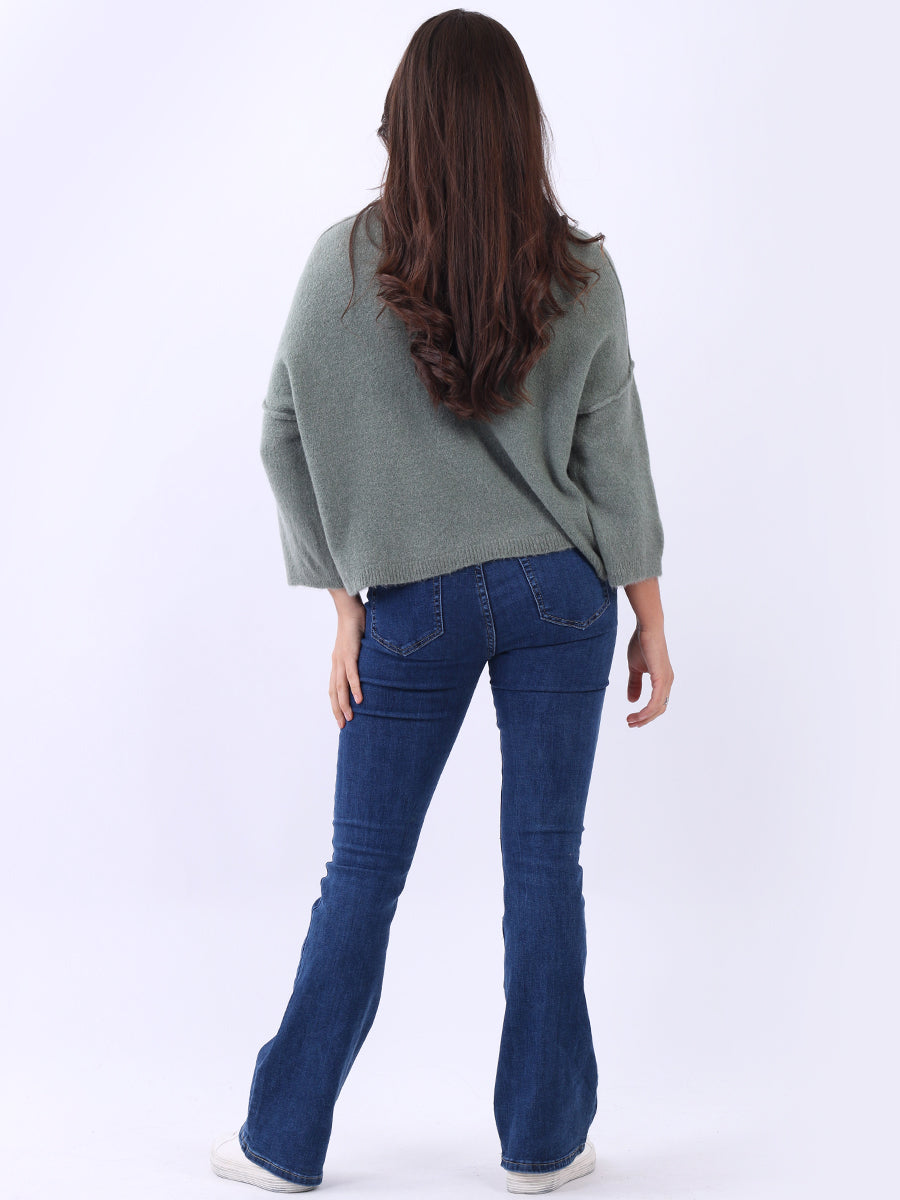 Solid Knitted Baggy Crop Sweater