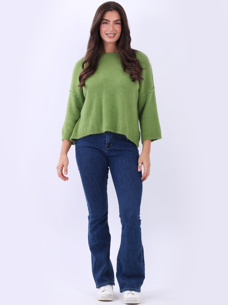 Solid Knitted Baggy Crop Sweater