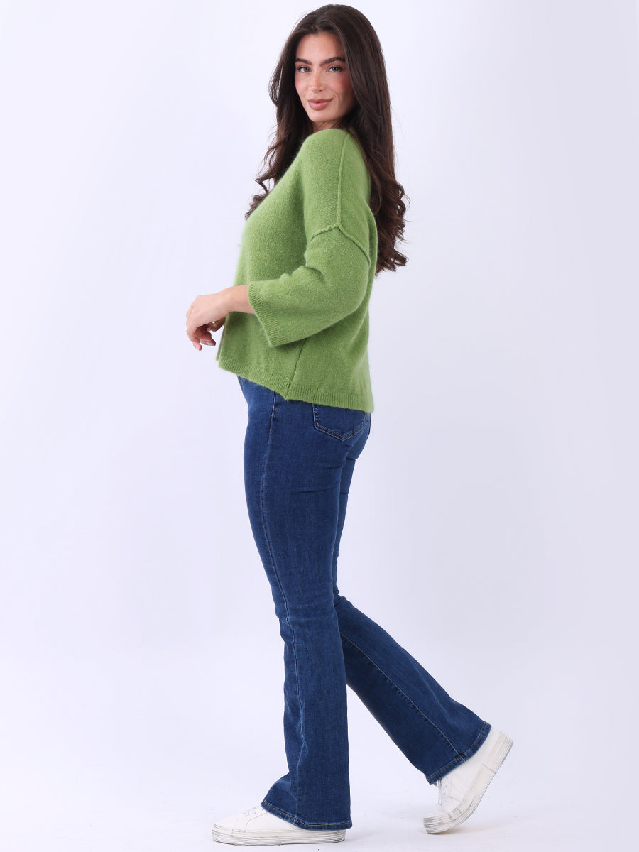 Solid Knitted Baggy Crop Sweater