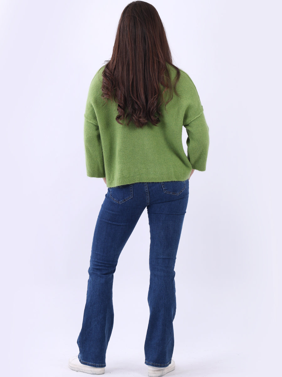 Solid Knitted Baggy Crop Sweater