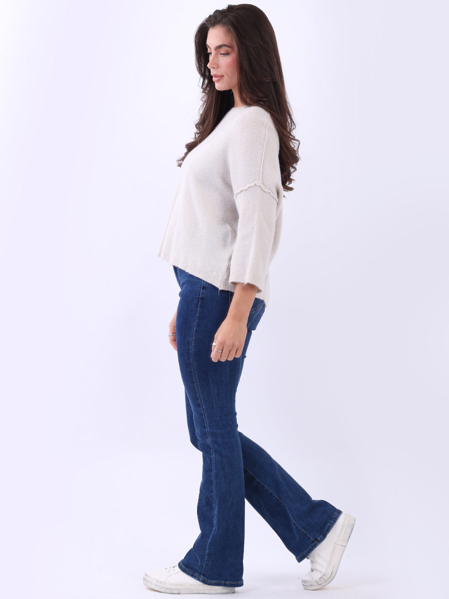 Solid Knitted Baggy Crop Sweater