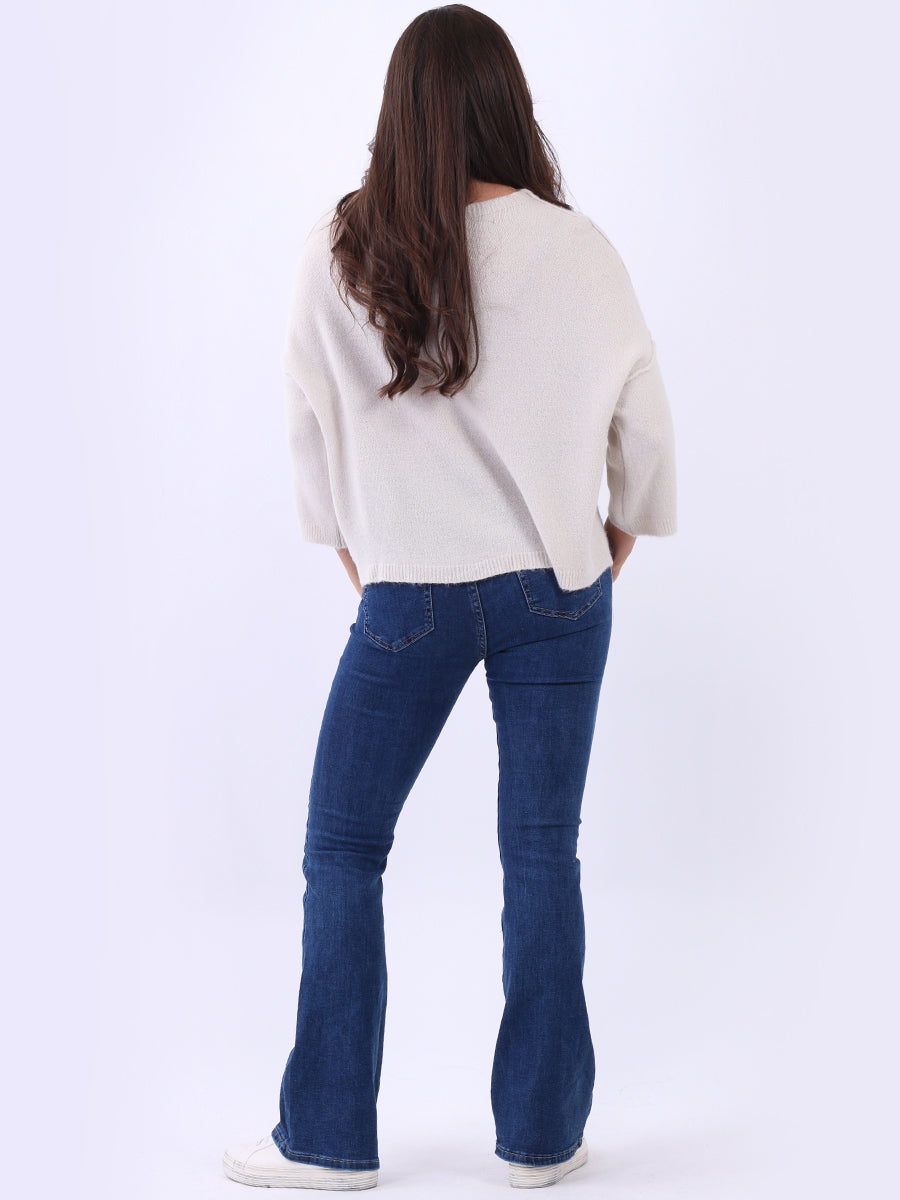 Solid Knitted Baggy Crop Sweater