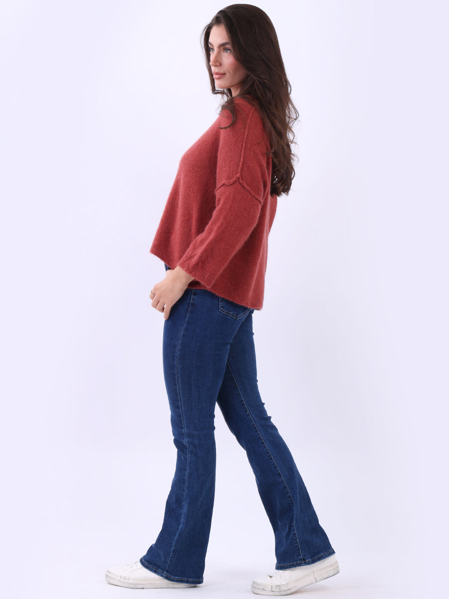 Solid Knitted Baggy Crop Sweater