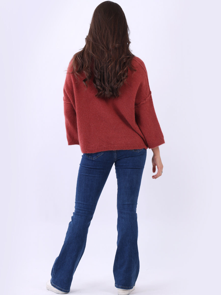 Solid Knitted Baggy Crop Sweater