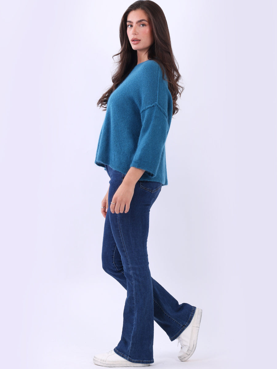 Solid Knitted Baggy Crop Sweater