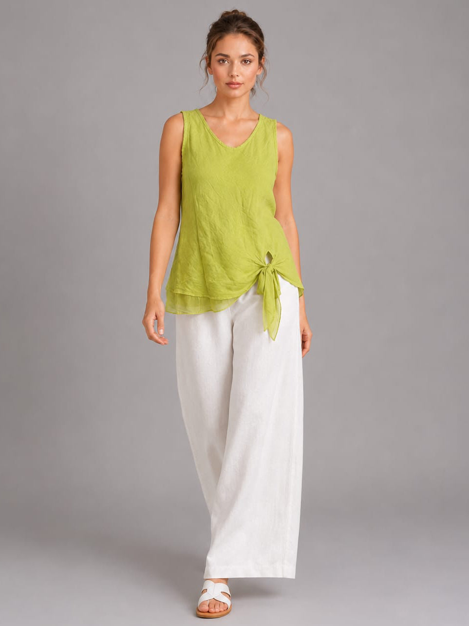 Plain Linen Vest Top Mustard