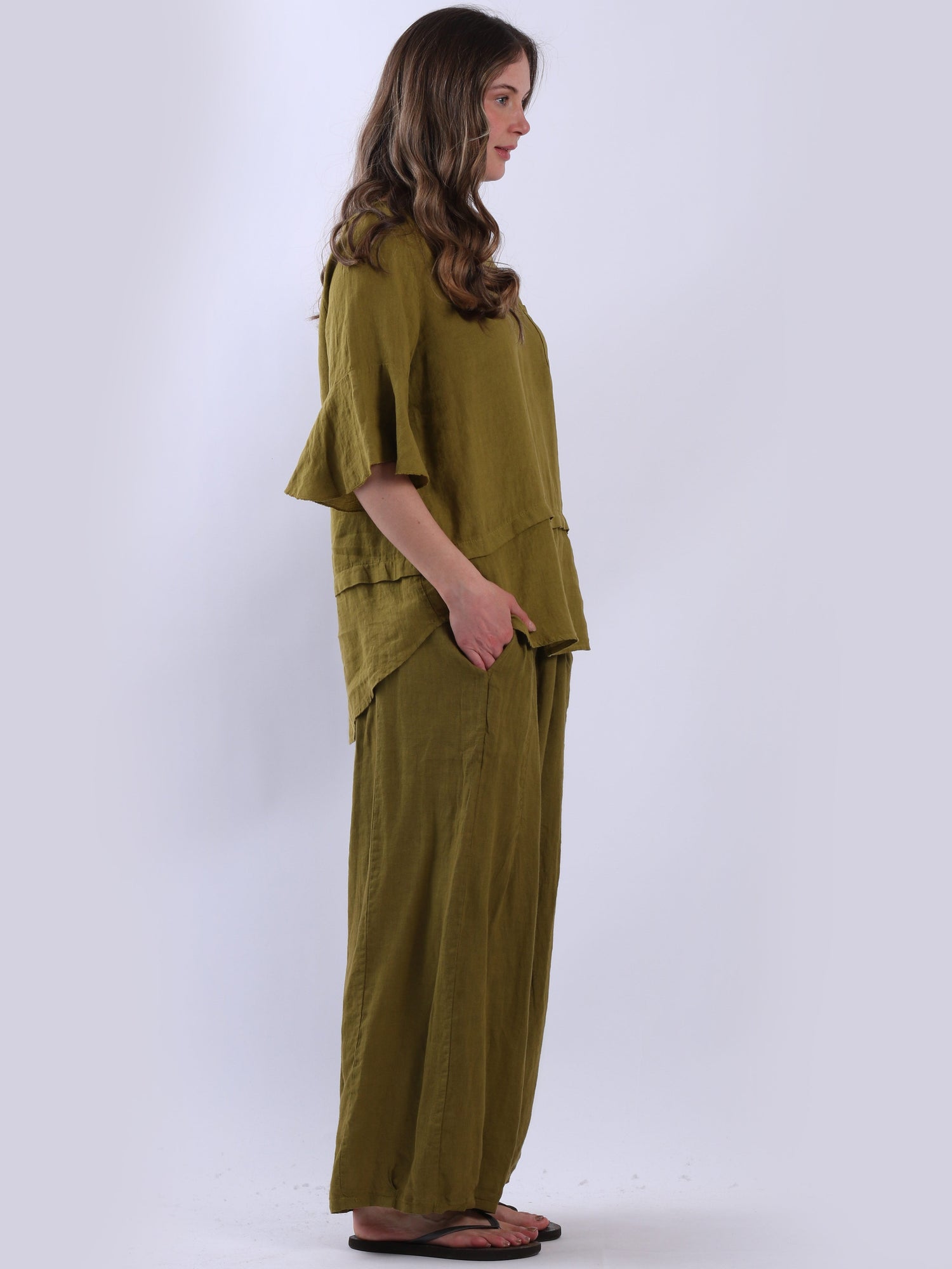 Bell Arms Solid Linen Baggy Top