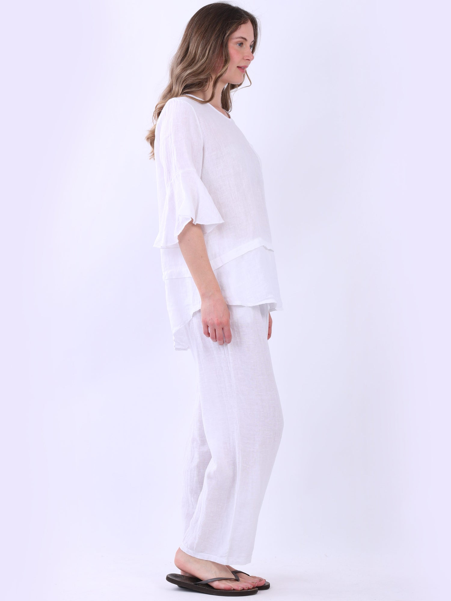Bell Arms Solid Linen Baggy Top