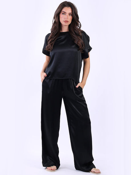 Satin Crop Top Black