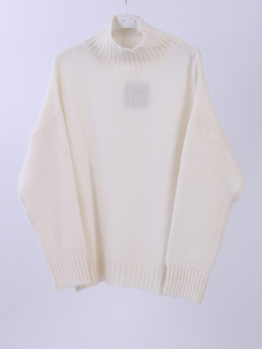 Solid Knitted Crop Jumper Off White