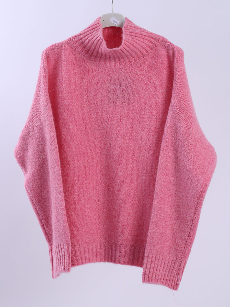 Solid Knitted Crop Jumper Pink