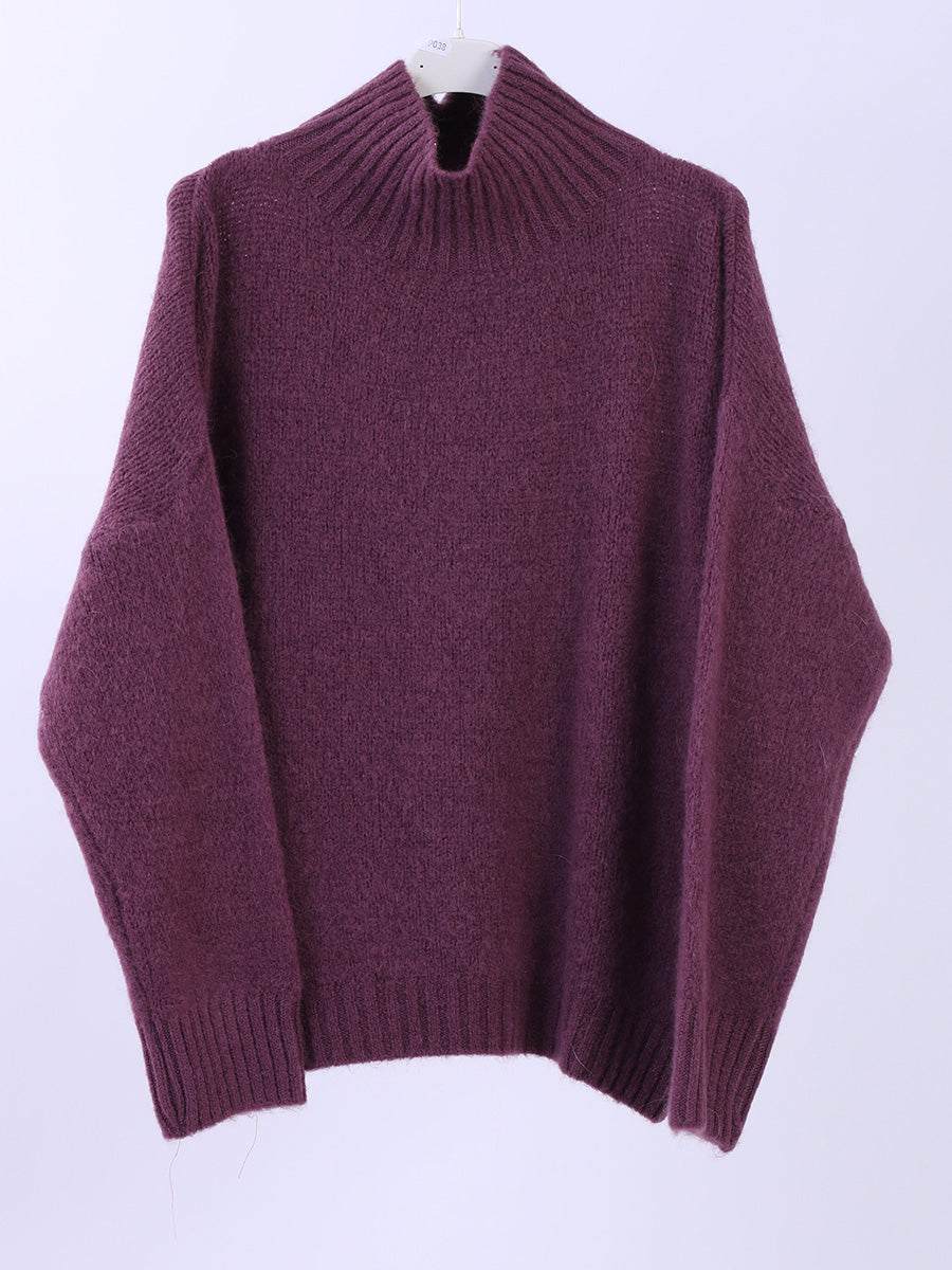 Solid Knitted Crop Jumper Wine