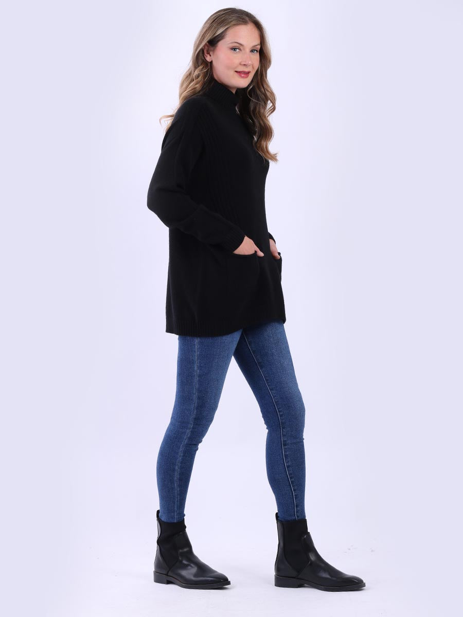 Lagenlook Plain Knitted Jumper Black