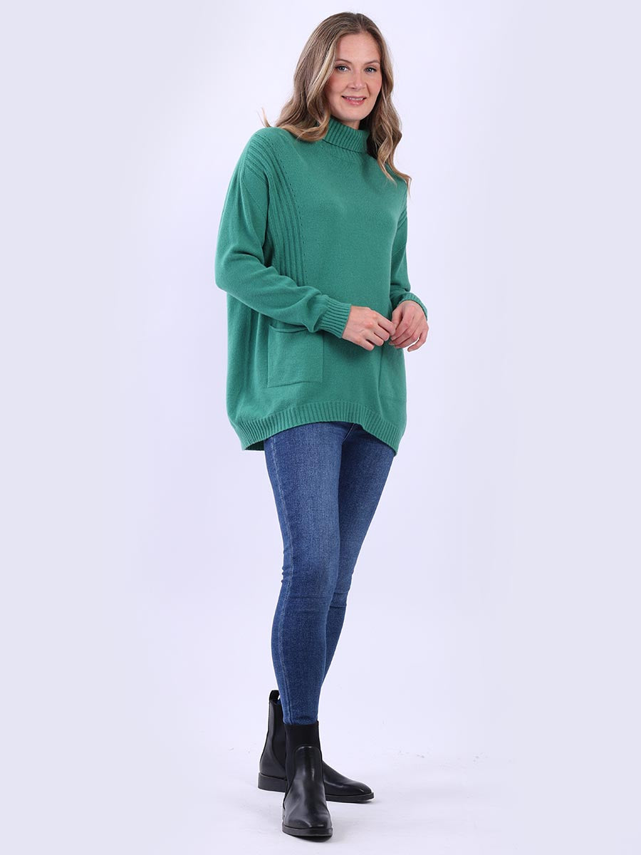 Lagenlook Plain Knitted Jumper Green