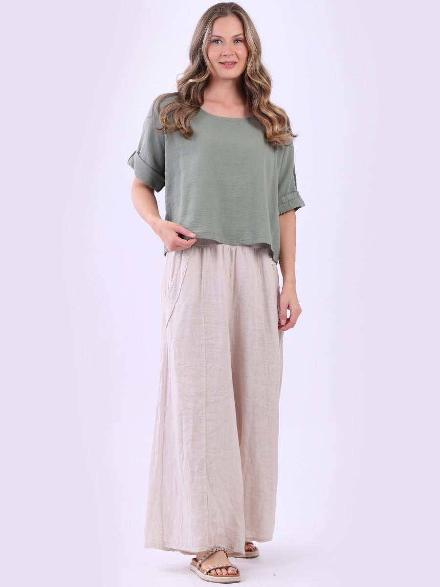 Vintage Wash Crop Top Khaki