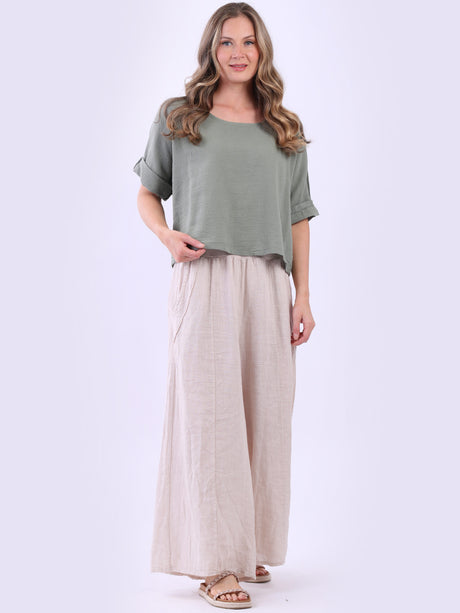 Vintage Wash Crop Top Khaki