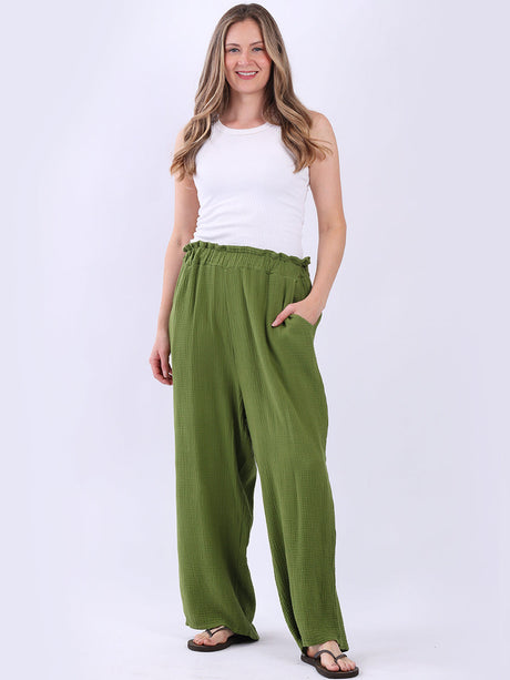 Wide Leg Plain Trouser Olive