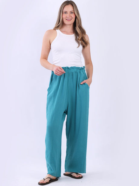 Wide Leg Plain Trouser Azure