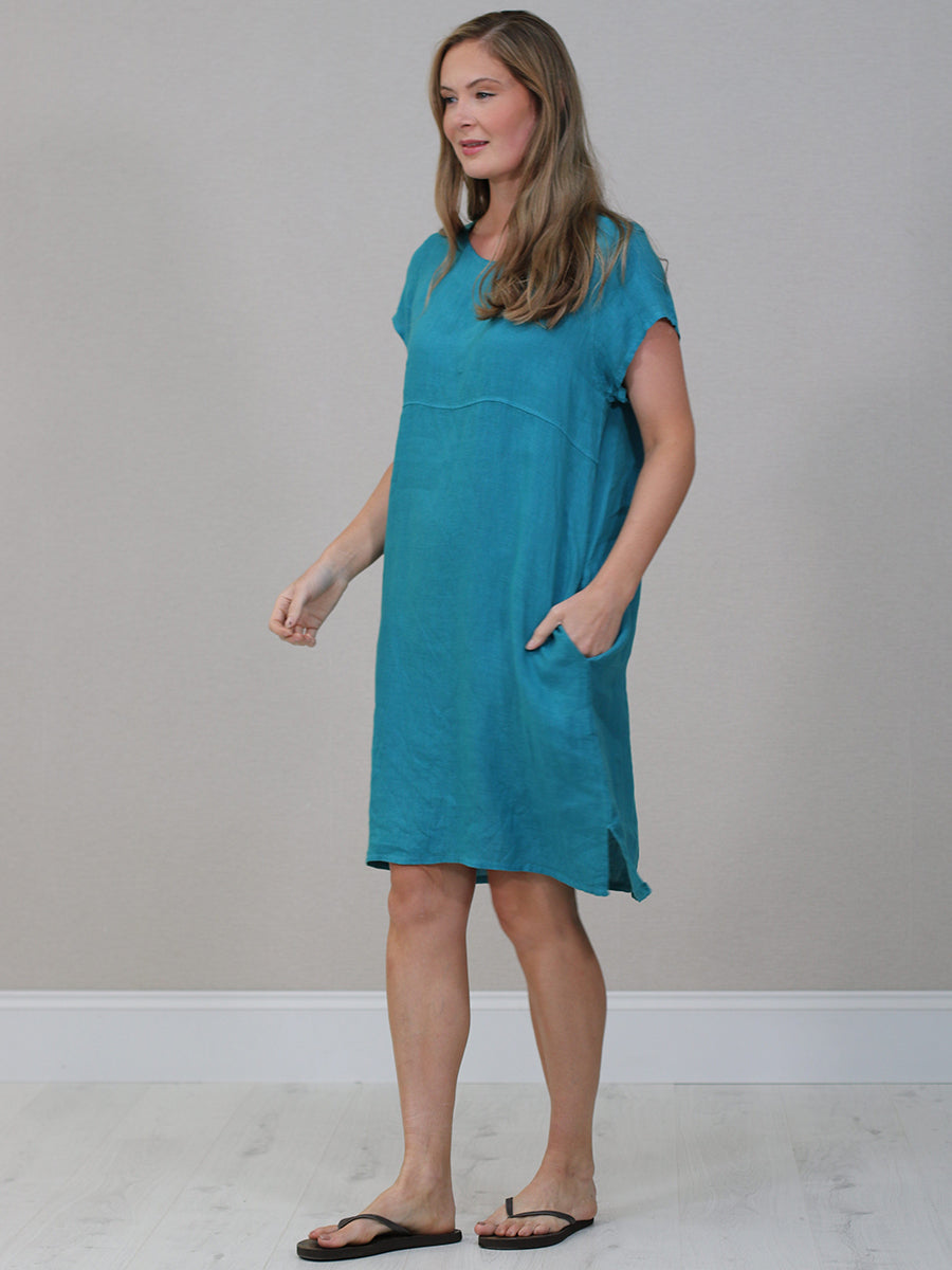 Italian Plain Linen Shift Dress