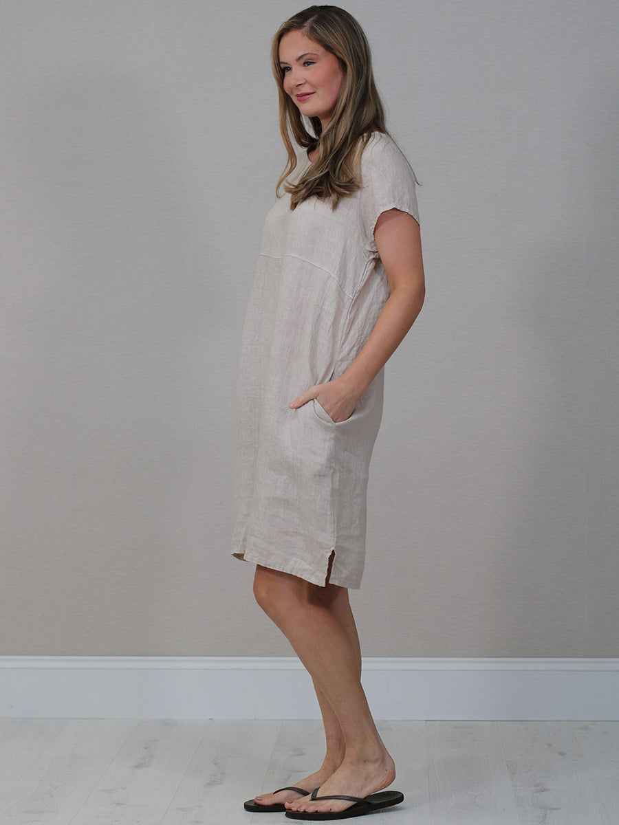 Italian Plain Linen Shift Dress