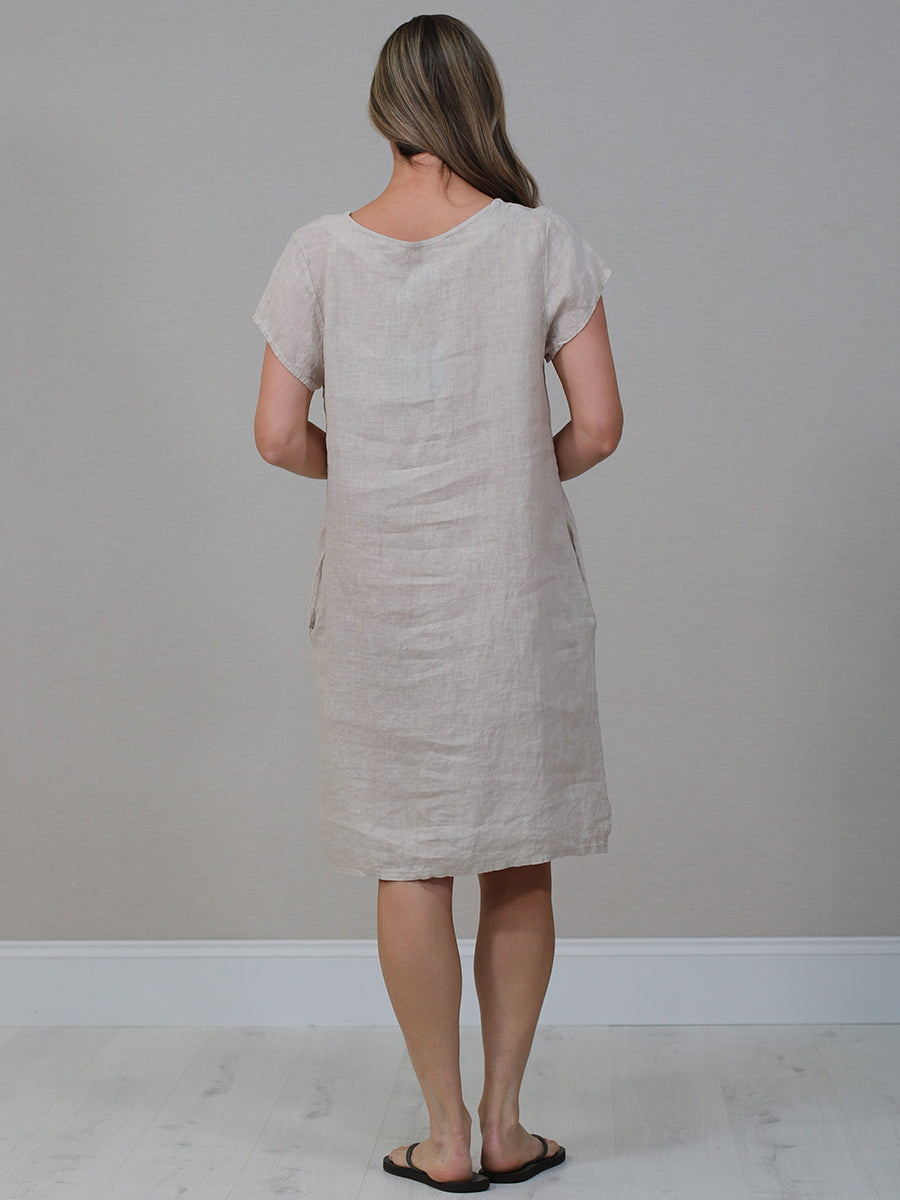 Italian Plain Linen Shift Dress