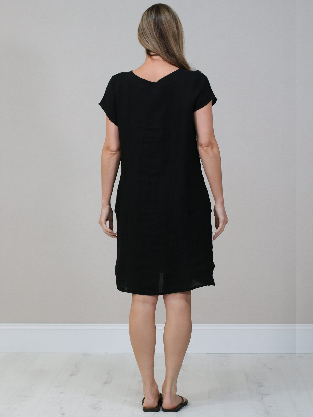 Italian Plain Linen Shift Dress
