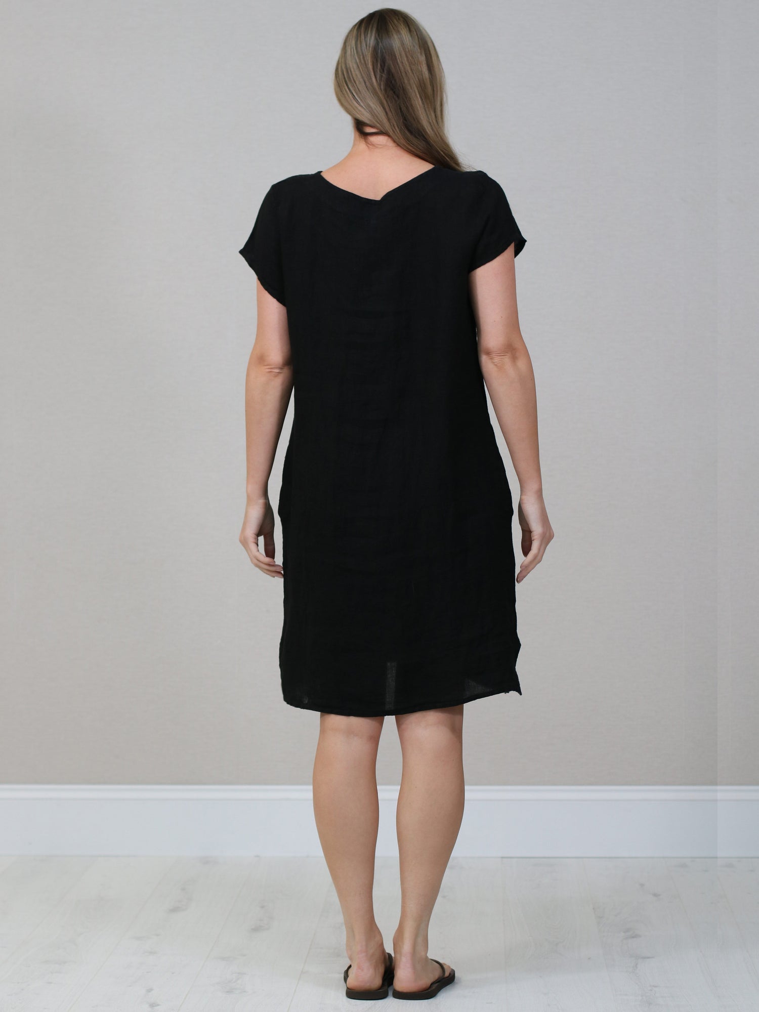 Italian Plain Linen Shift Dress