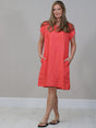 Linen Midi Dress Coral
