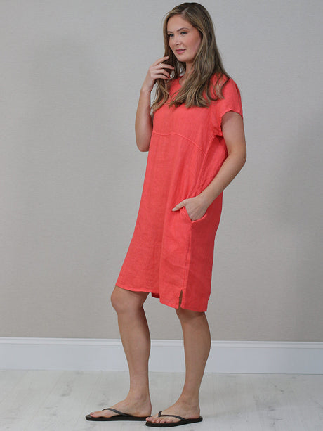 Italian Plain Linen Shift Dress
