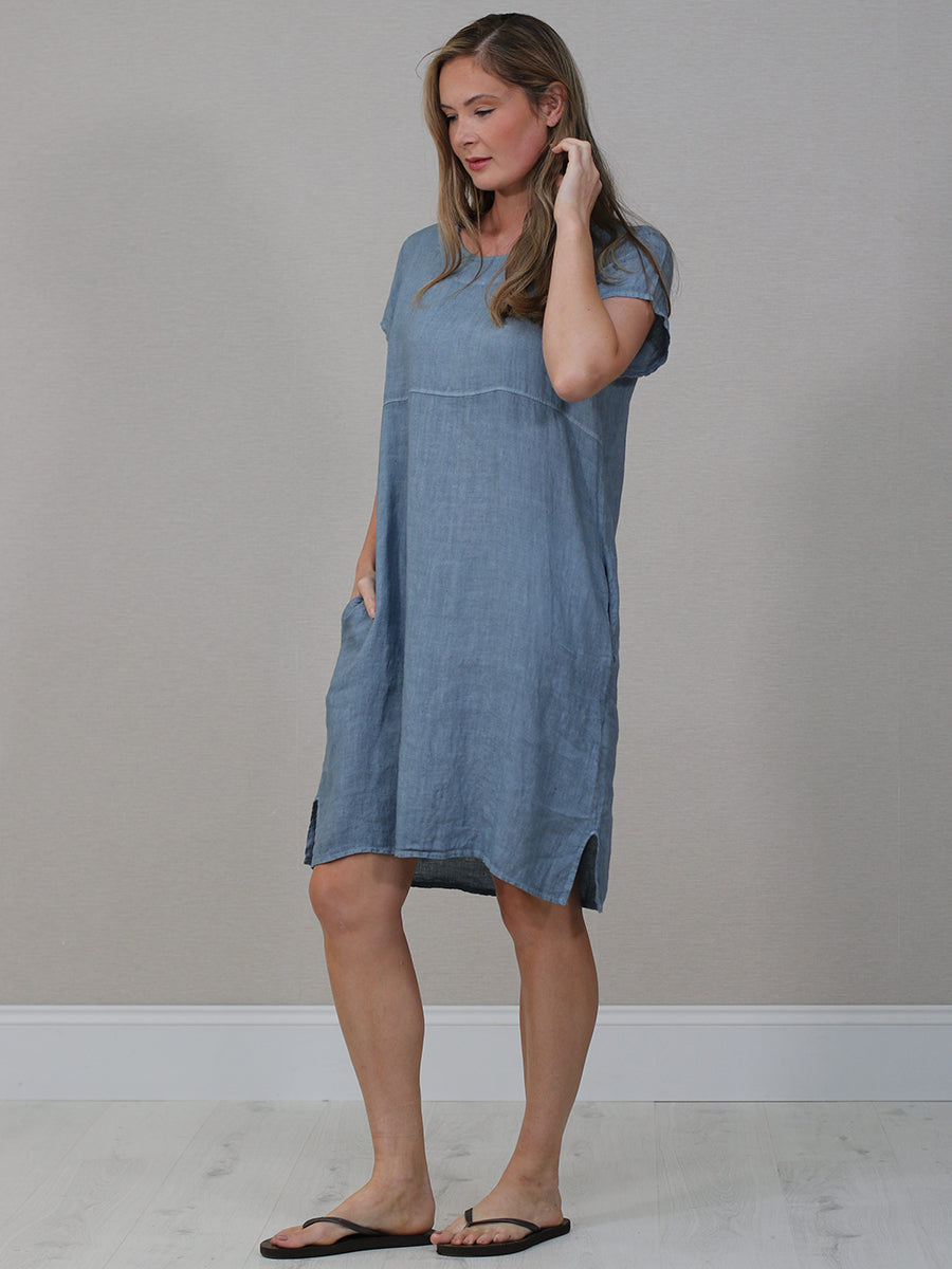 Italian Plain Linen Shift Dress