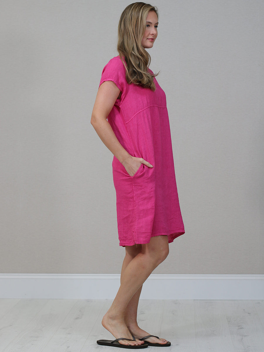 Italian Plain Linen Shift Dress
