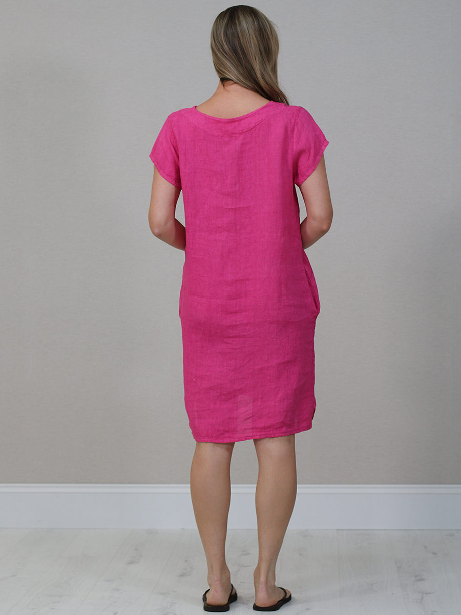 Italian Plain Linen Shift Dress