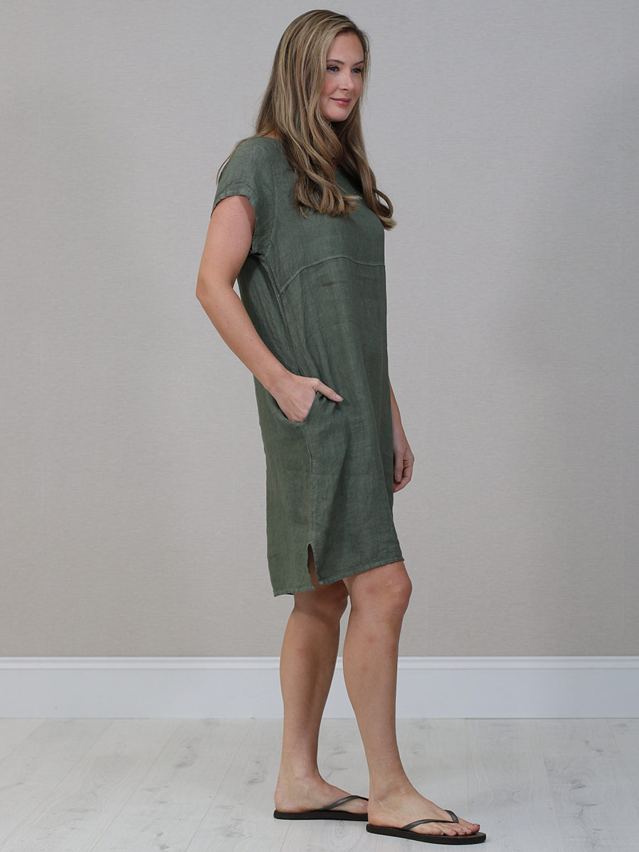 Italian Plain Linen Shift Dress