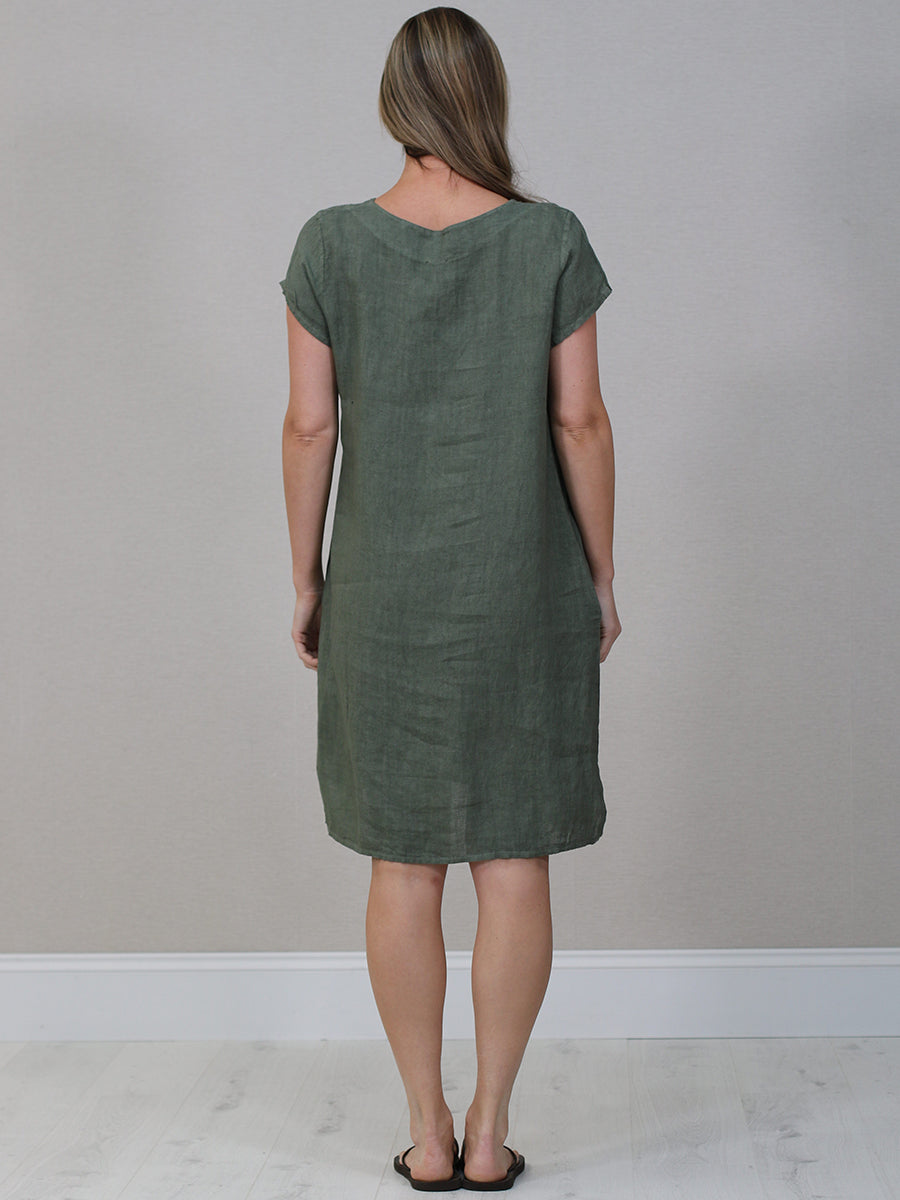 Italian Plain Linen Shift Dress