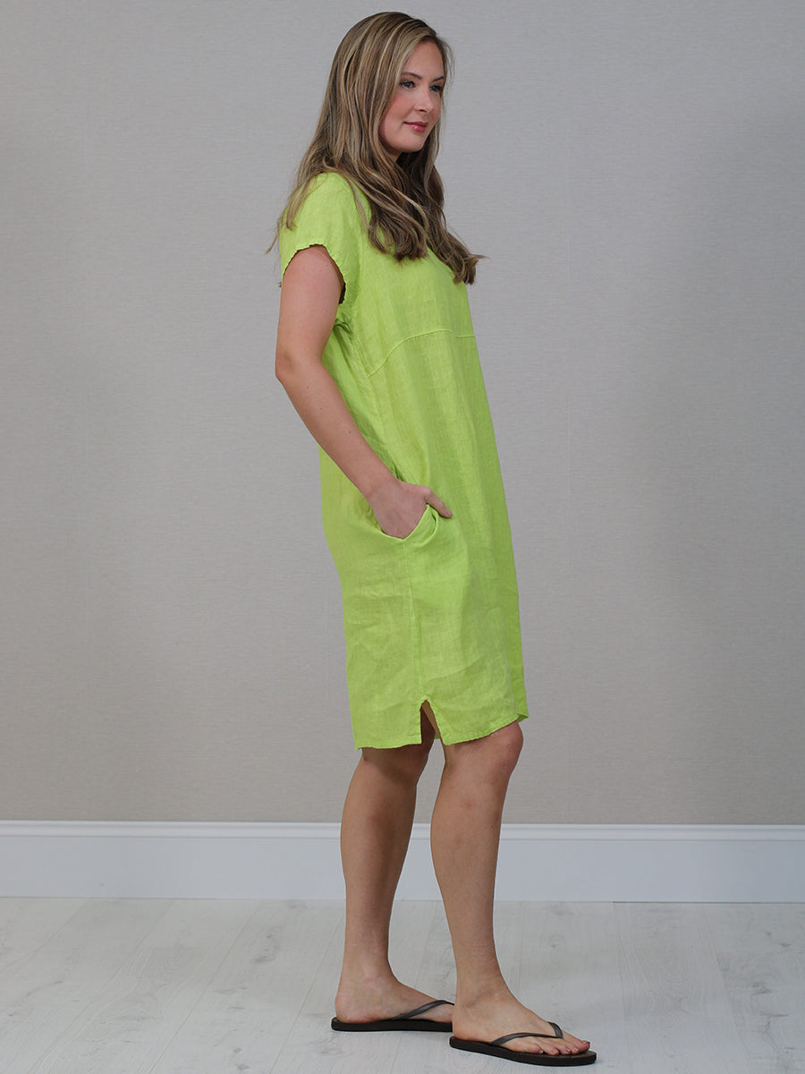 Italian Plain Linen Shift Dress