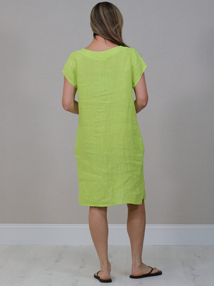 Italian Plain Linen Shift Dress