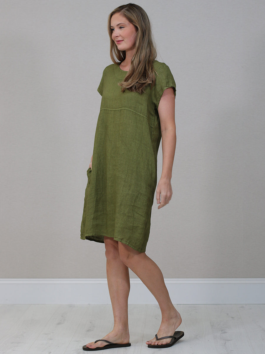 Italian Plain Linen Shift Dress