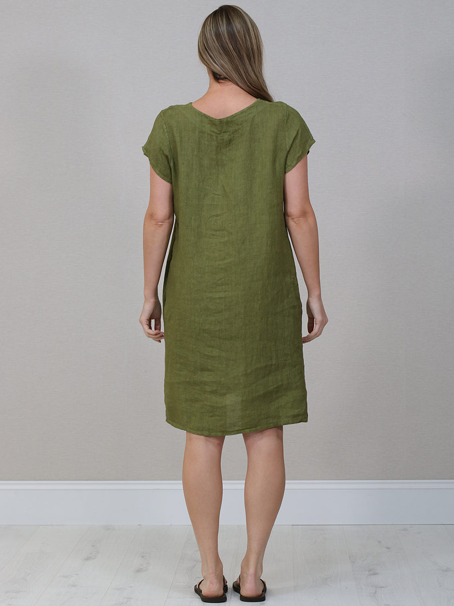 Italian Plain Linen Shift Dress