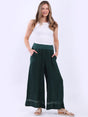 Crochet Linen Pant Bottle Green