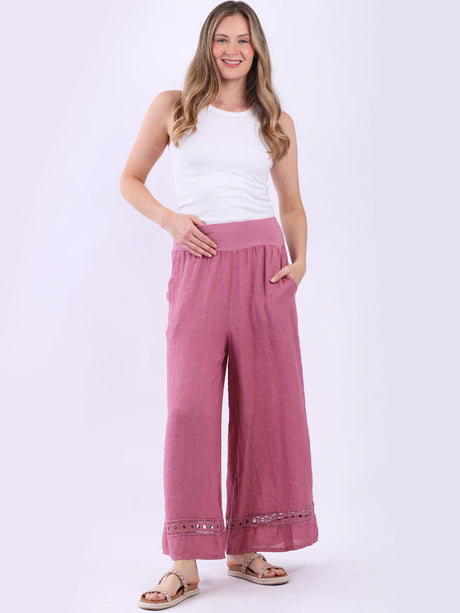 Crochet Linen Pant Raspberry