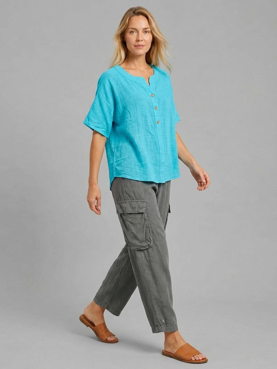 Plain Cotton Top Aqua