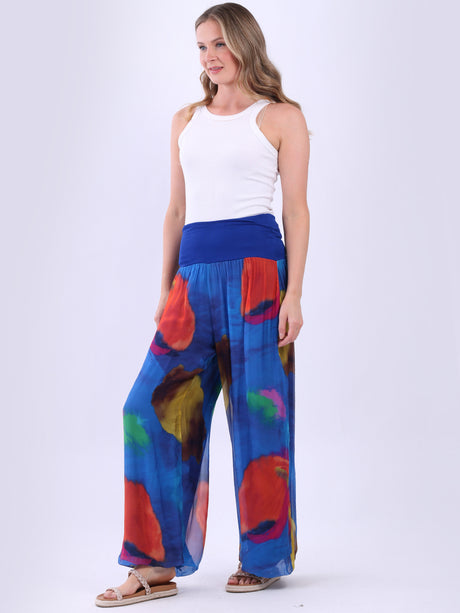 Tie Dye Wide Leg Silk Palazzo Royal Blue