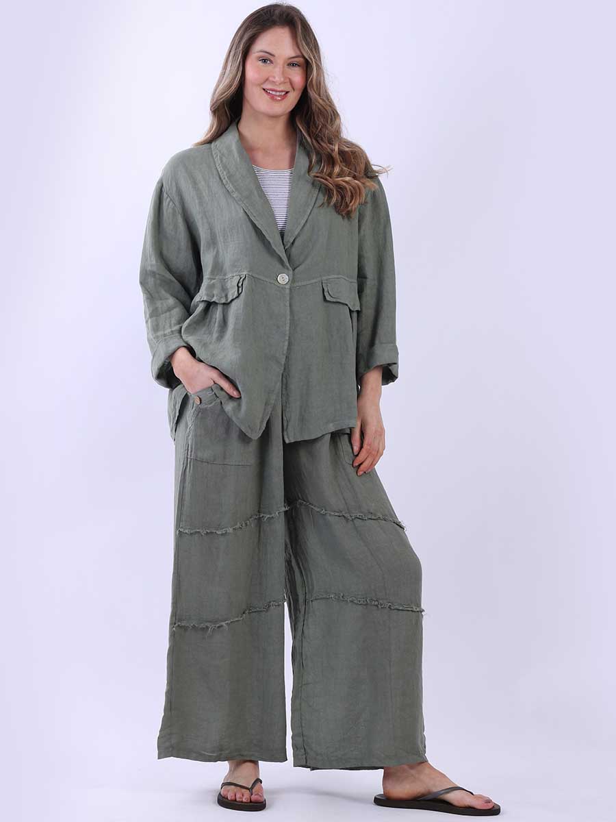 Women Linen Jacket Khaki
