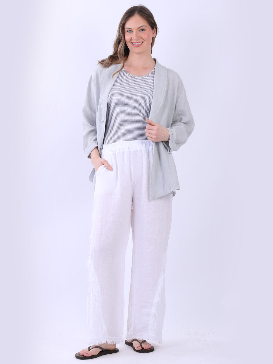 Women Front Button Solid Linen Jacket