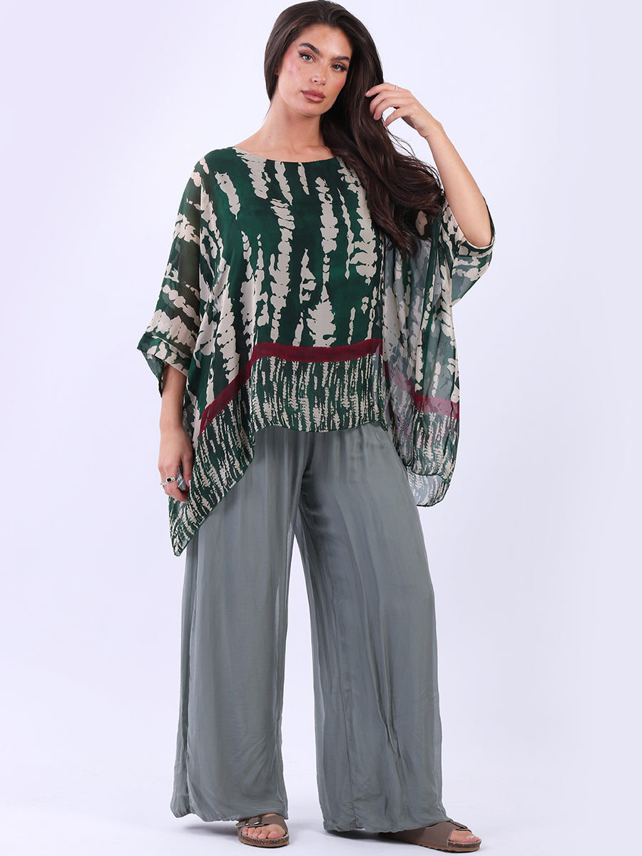 Leopard Print Silk Tunic Top Teal