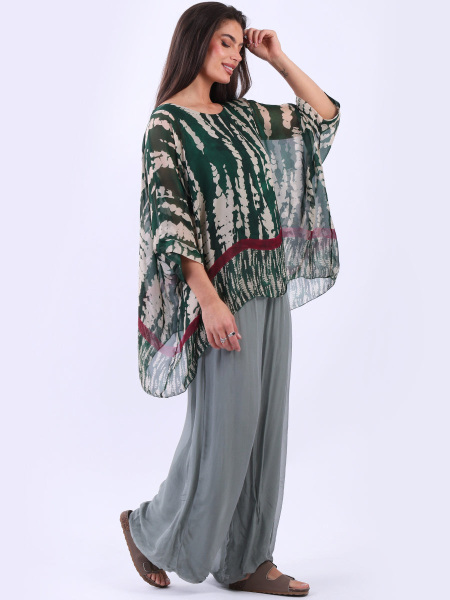 Batwing Two Layered Leopard Print Silk Tunic