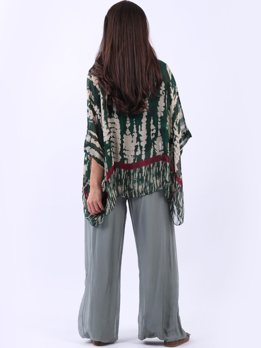 Batwing Two Layered Leopard Print Silk Tunic