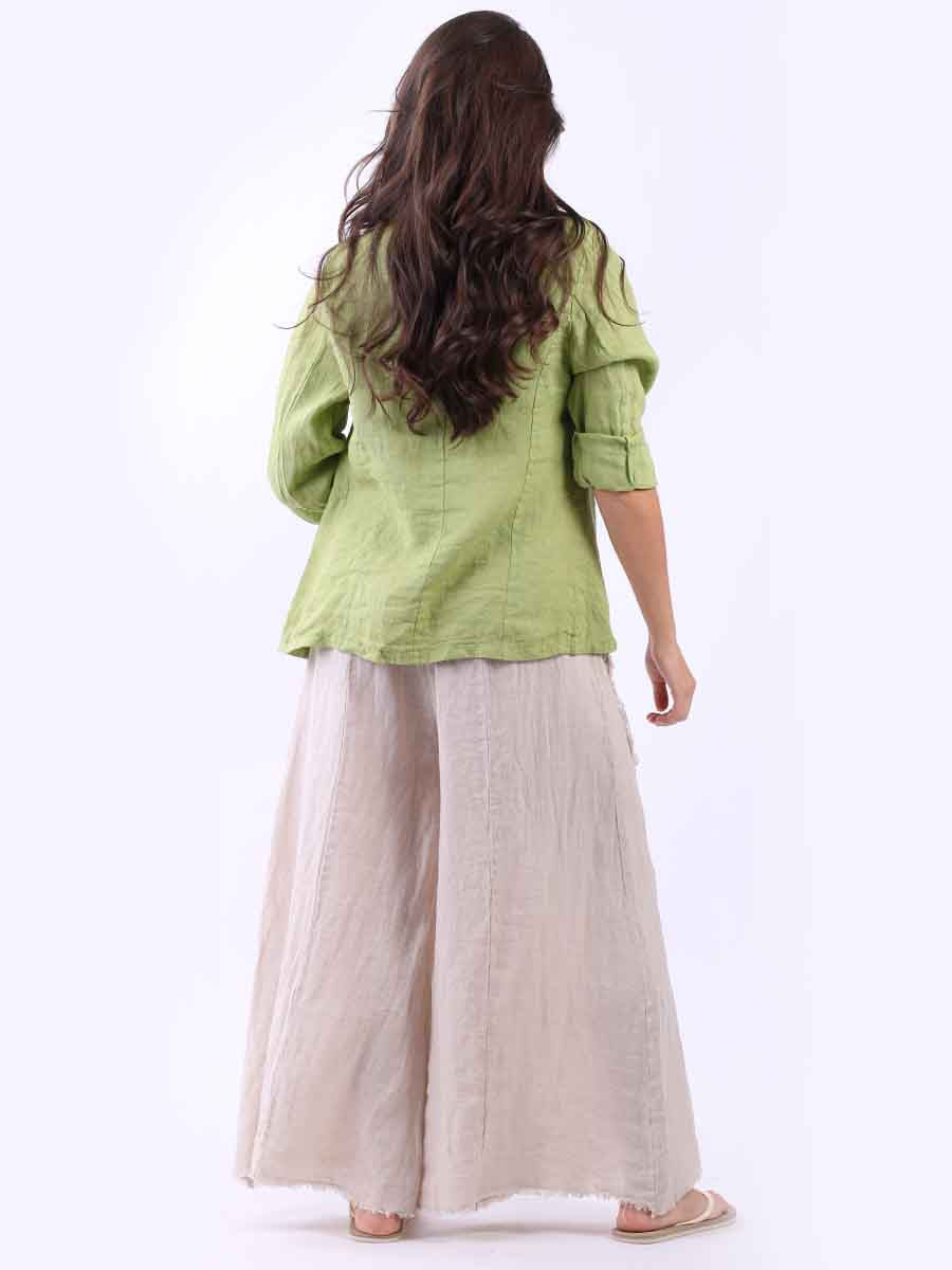 Ladies Open Front Solid Linen Jacket