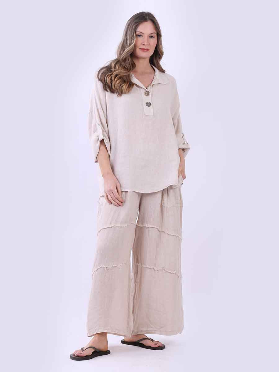 Linen Baggy Top Beige