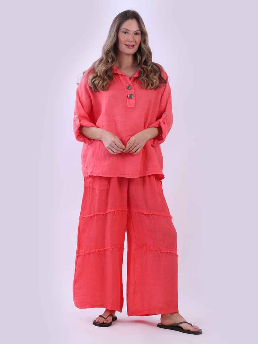 Linen Baggy Top Coral